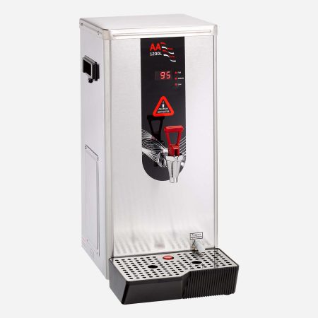 AA1200L Economy Hot Water Boiler Table Top Brushed Stainless Steel side view