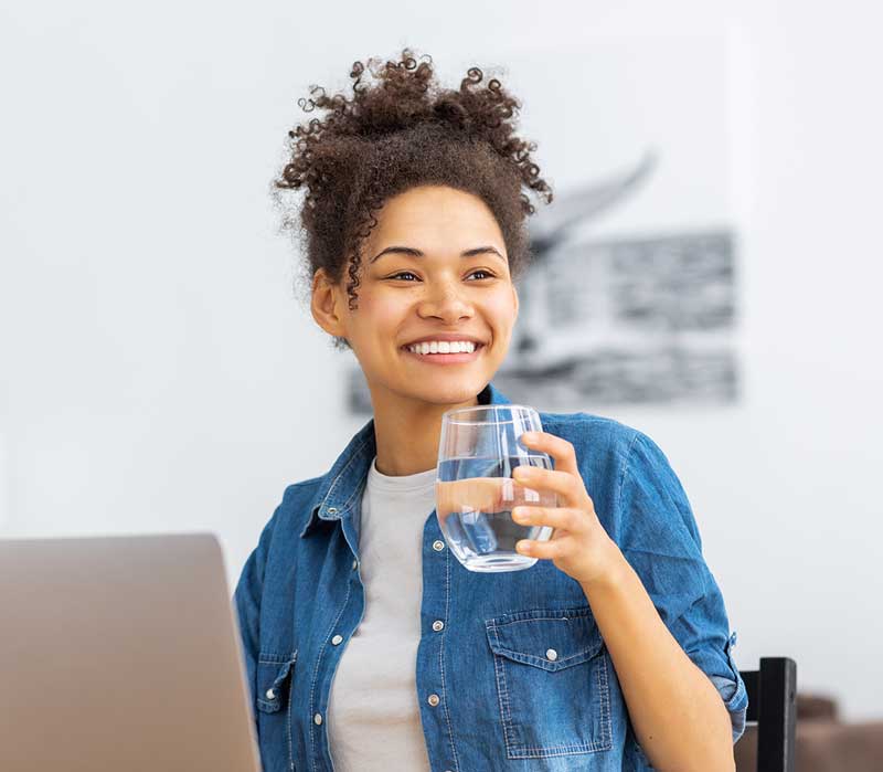 woman drinking water